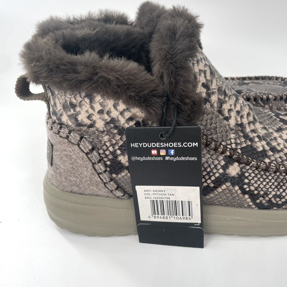 Hey Dude Womens Denny Shoes Python Stretch Fabric Slip On Comfort Booties Sz 6 - Picture 4 of 5